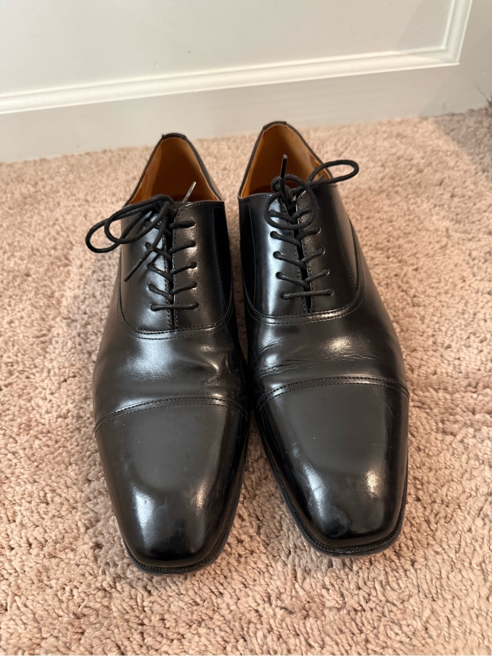 Classic Black Leather Oxford Dress Shoes - Men's